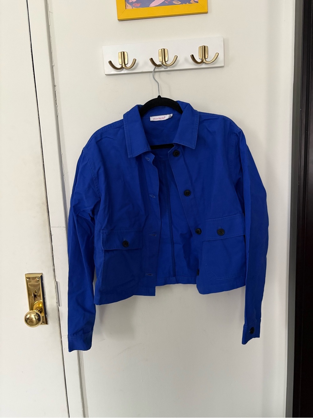 Shoe Dazzle Electric Blue Cropped Utility Jacket